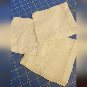 Bundle of 3 Vintage Damask Cream Cloth 12" Napkins